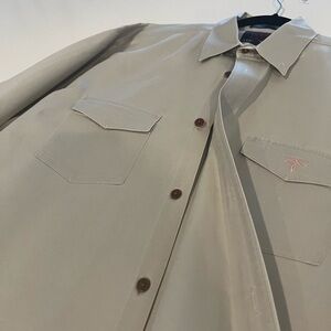 Vintage Lucchese Tan Shirt with Embroidered Logo size L